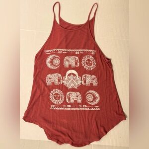 Small Women's Hippie chick boho Elephant Print Tank Top